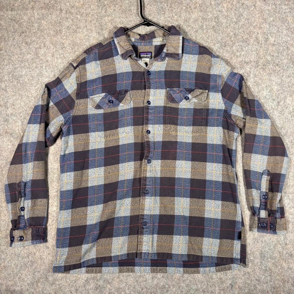 Patagonia Men's Long-Sleeve Plaid Flannel Shirt - Brown/Blue